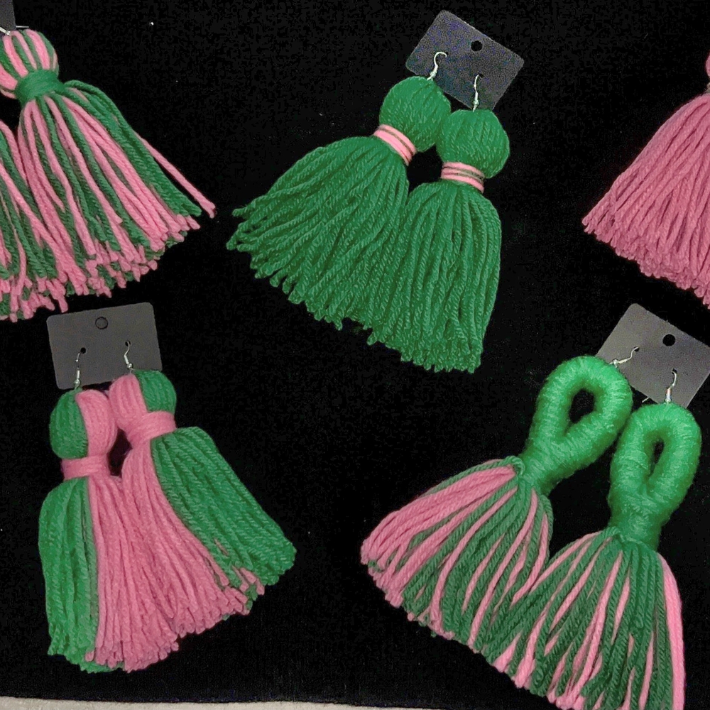 Various Pink and Green Tassel Earrings (Individually Sold)